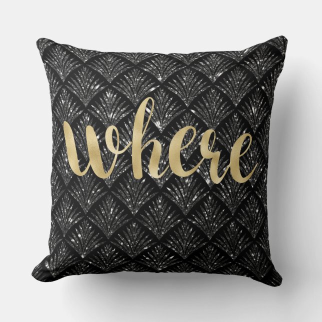 Lettre or Diamant noir Coussin .. (Recto)