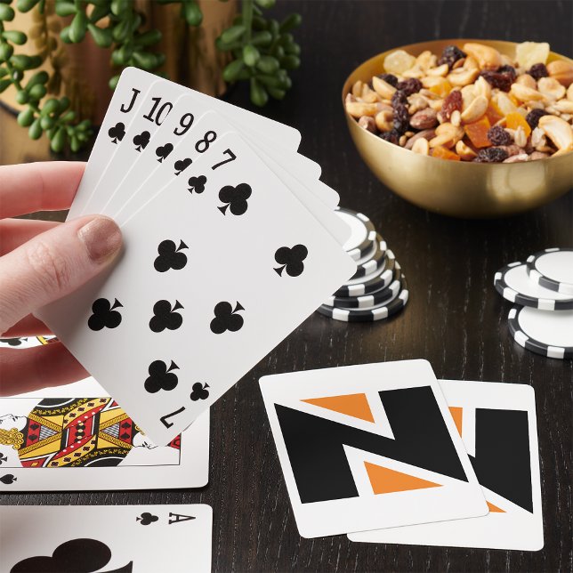 LETTRE ORANE ET NOIRE N CARTES DE JEU (Créateur téléchargé)