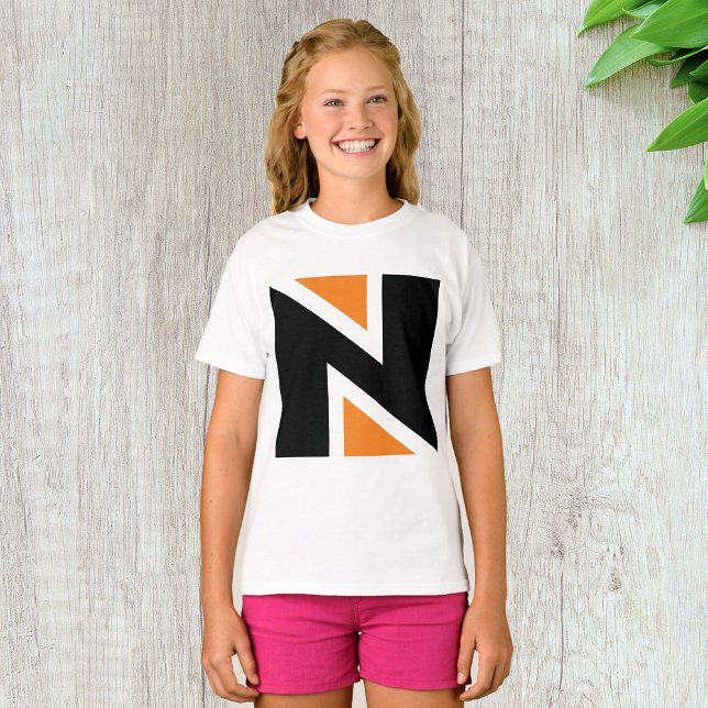 Lettre Orange Et Noire N T-shirt Filles (Créateur téléchargé)
