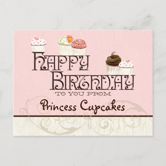 Lettre P Bonne Anniversaire Cupcake Business Carte (Devant)