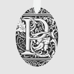 Lettre P Monogramme médiéval Art Nouveau
