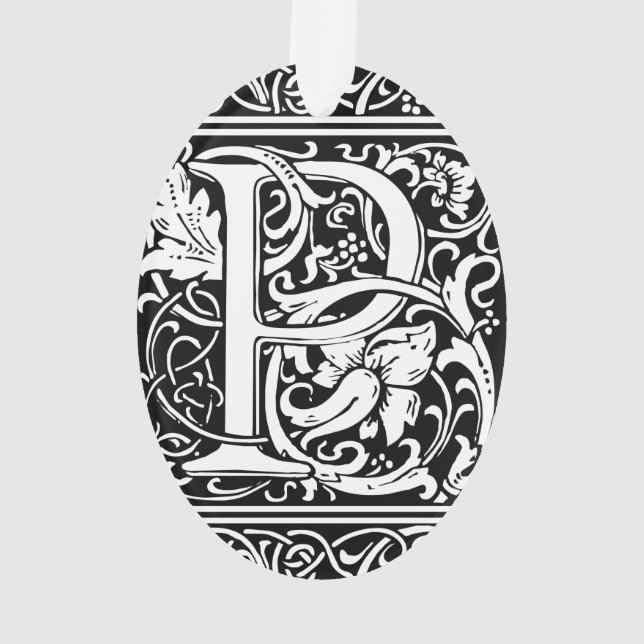 Lettre P Monogramme médiéval Art Nouveau (dos)