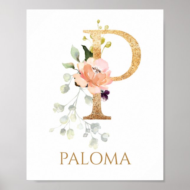 Lettre P Monogramme Peach rose Poster (Devant)