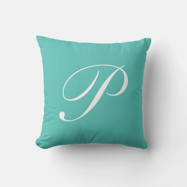 Lettre P Turquoise Monogramme Coussin (Recto)
