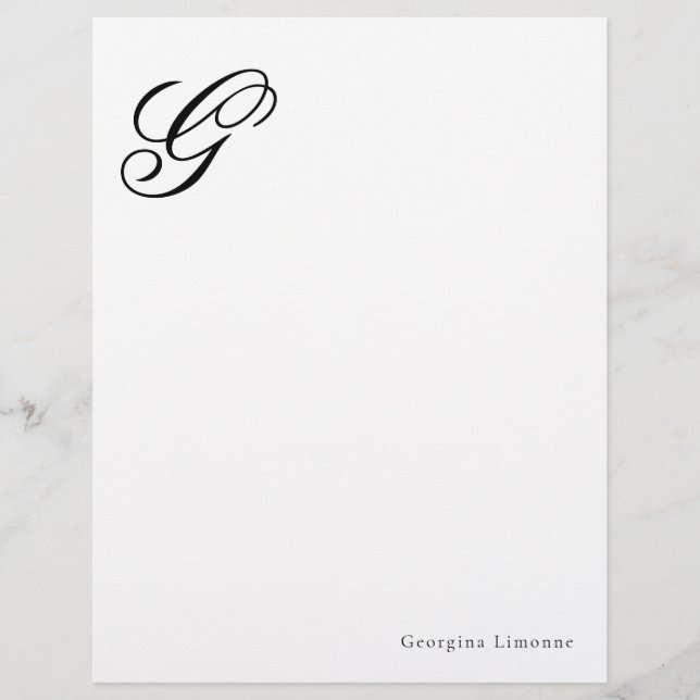 Lettre Papeterie à en-tête avec monogramme de script élég (Devant)
