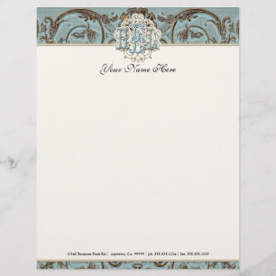 Lettre Papier de reprise HEL en-tête bleu parchemin Vinta