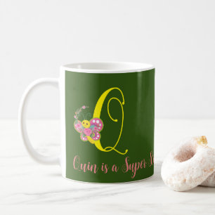Lettre papillon Q Mug florale