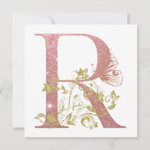 Lettre Parties scintillant rose Fancy R Carré Cart