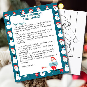 Lettre Père Noël bilingue personnalisée pour Spa p