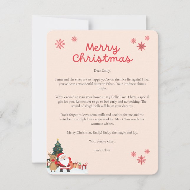 Lettre père Noël Carte de Noël pour enfants (Devant)