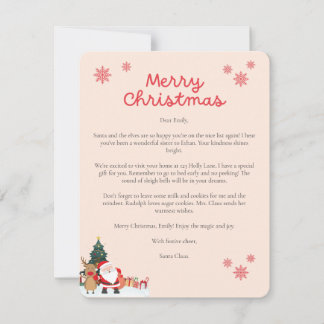 Lettre père Noël Carte de Noël pour enfants
