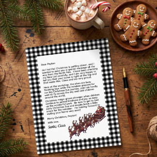 Lettre personnalisable du Père Noël à carreaux noi