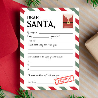 Lettre personnalisée au Père Noël Carte de Noël