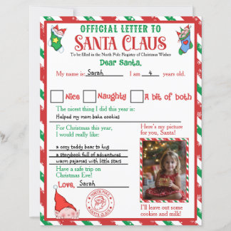 Lettre personnalisée avec photo au Père Noël