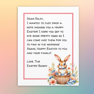 Lettre personnalisée de lapin de Pâques joyeux