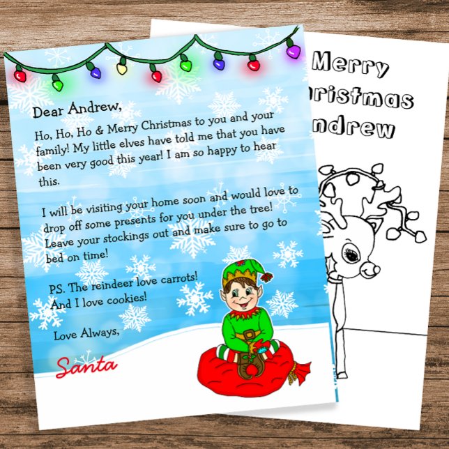 Lettre personnalisée de Père Noël + Coloriage (Créateur téléchargé)