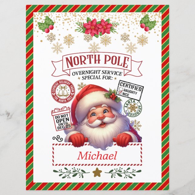 Lettre personnalisée de Père Noël pour enfants Gif (Dos)