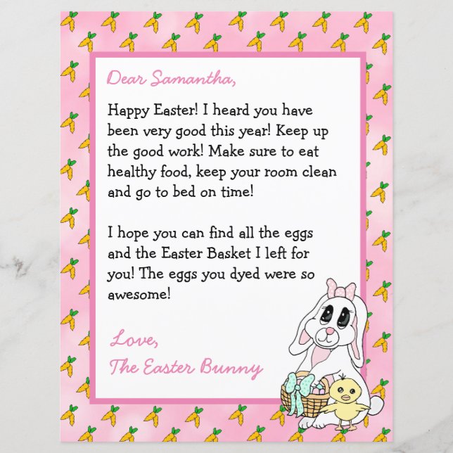 Lettre personnalisée du lapin de Pâques (Devant)