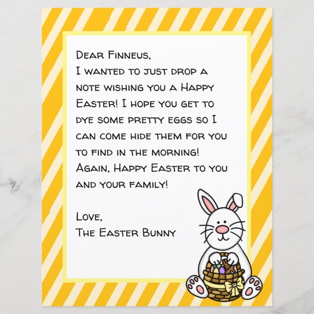Lettre personnalisée du lapin de Pâques joyeux (Devant)