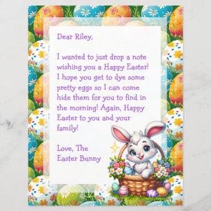 Lettre personnalisée du lapin de Pâques pour les e