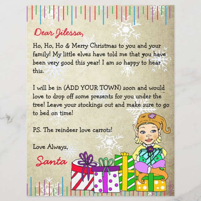 Lettre personnalisée du Père Noël (Devant)