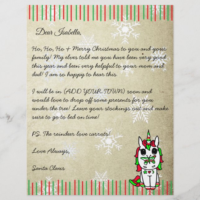Lettre personnalisée du Père Noël (Devant)