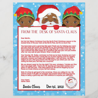 Lettre personnalisée du Père Noël noir