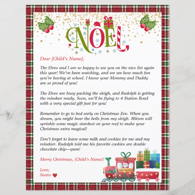 Lettre personnalisée du Père Noël pour les enfants (Devant)