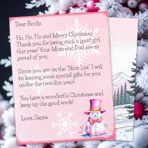 Lettre personnalisée du Père Noël pour les filles