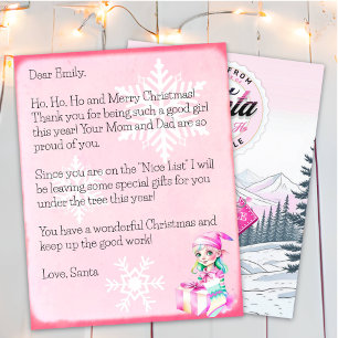 Lettre personnalisée du Père Noël pour les filles