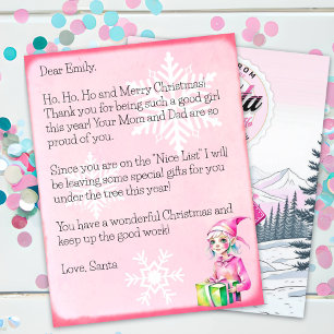 Lettre personnalisée du Père Noël pour les filles