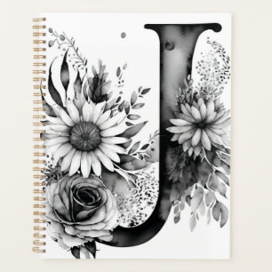 Lettre personnalisée J Carnet d'aquarelle florale
