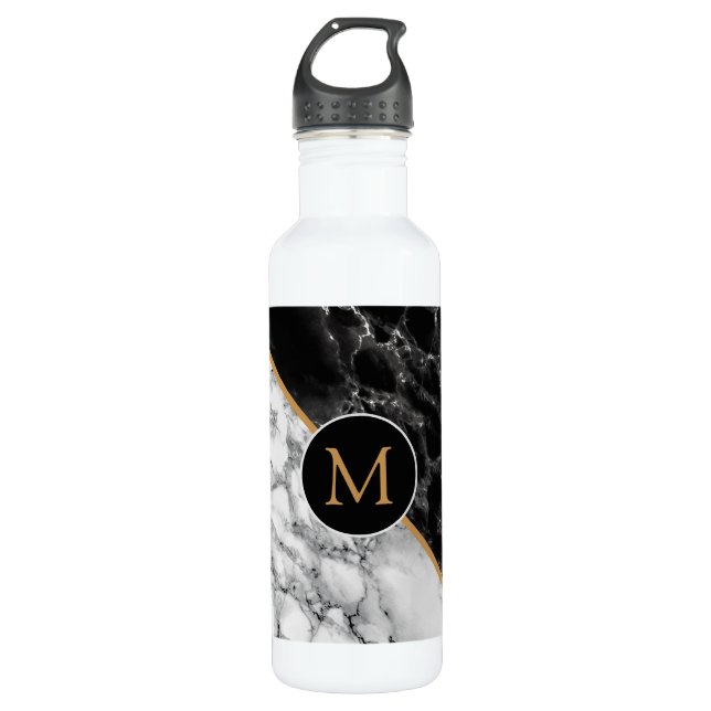 Lettre personnalisée Marbre Design Bouteille d'eau (Devant)