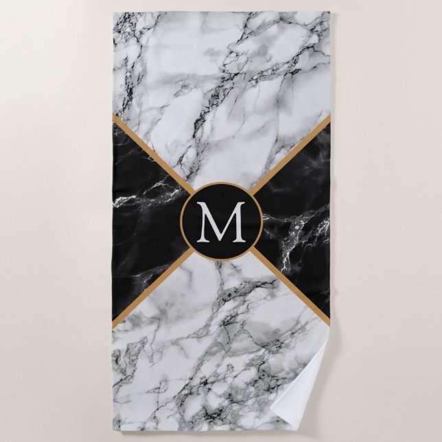 Lettre personnalisée Monogramme serviette de plage (Devant)