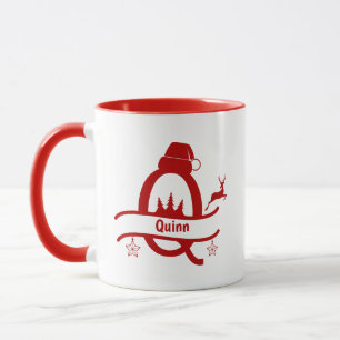 Lettre personnalisée Q Nom Monogramme de Noël Mug
