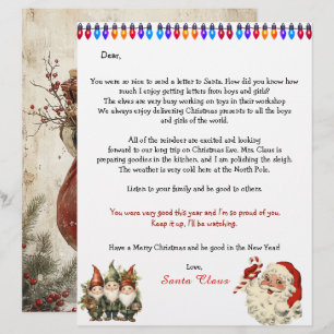 Lettre personnelle du Père Noël aux lutins lumineu