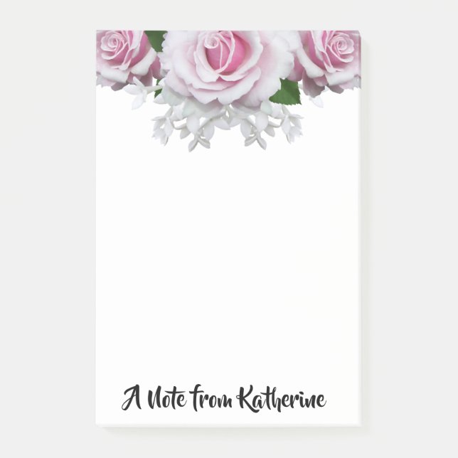 Lettre pinceau rose personnalisée Post-it Notes (Devant)