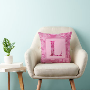 LETTRE PLEINE Florale rose "L" Oreiller