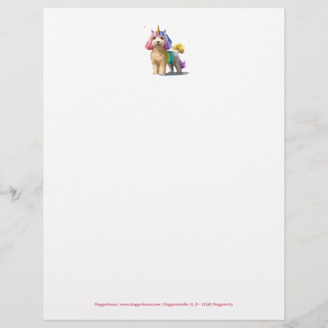 Lettre Poodle Licorne  (Devant)