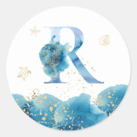 *~* LETTRE R - Autocollant d'enveloppe Sea Ocean B