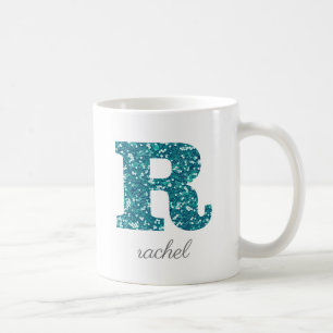 Lettre R Blue Sparkly Mug personnalisée
