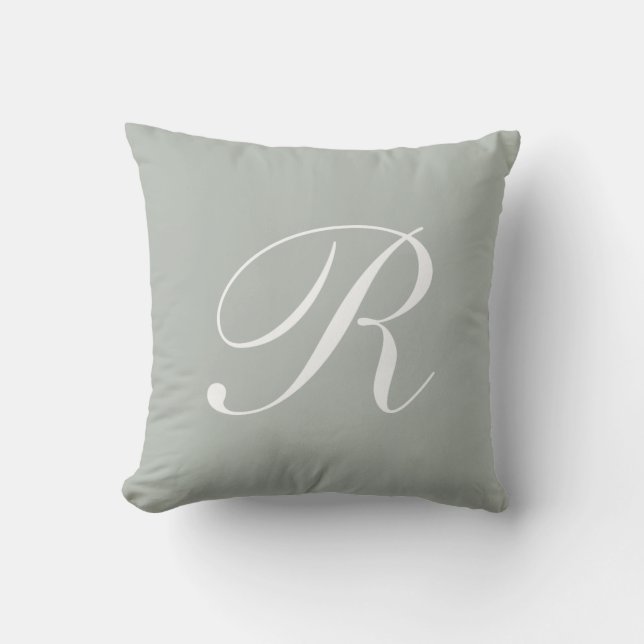 Lettre R Coussin de monogramme gris argenté (Recto)