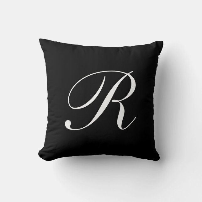 Lettre R Coussin de monogramme noir (Recto)