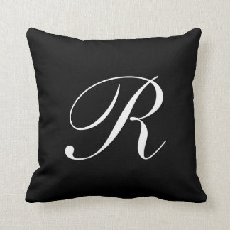 Lettre R Coussin de monogramme noir