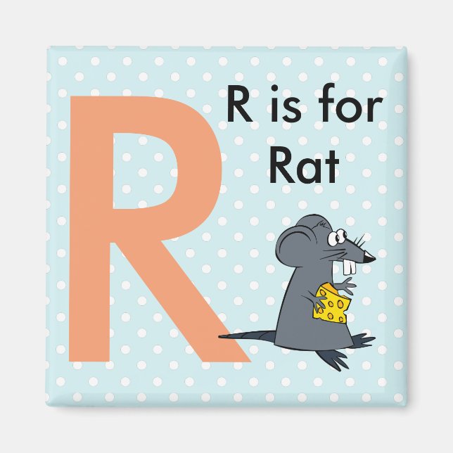 Lettre R est pour Rat, Aimant pour enfants (Devant)