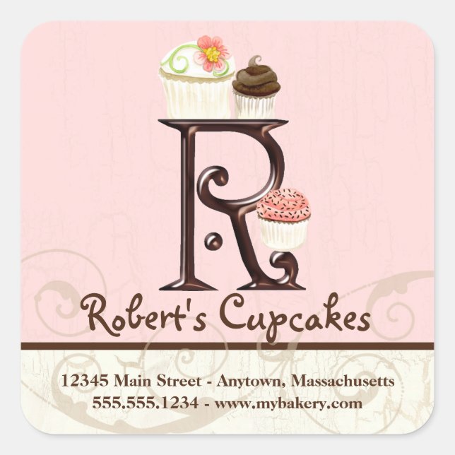 Lettre R Monogram Cupcake Logo Stickers Entreprise (Devant)