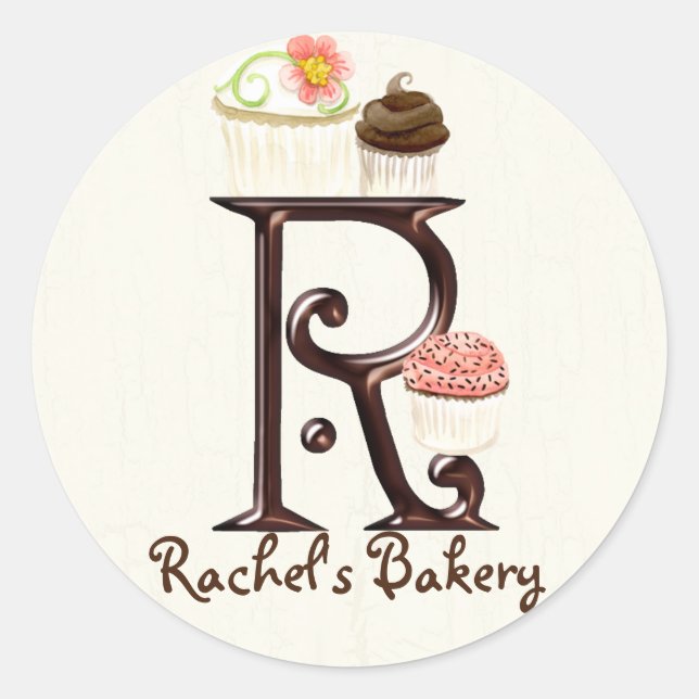 Lettre R Monogram Cupcake Logo Stickers Entreprise (Devant)
