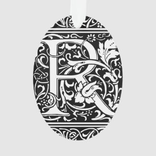 Lettre R Monogramme Art Nouveau Médiéval