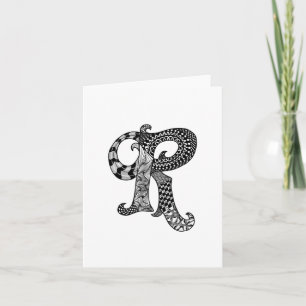 Lettre R Monogramme en noir et blanc