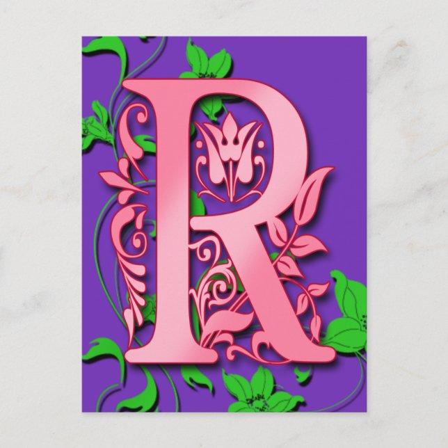 Lettre R Monogramme initial sur les cartes violett (Devant)